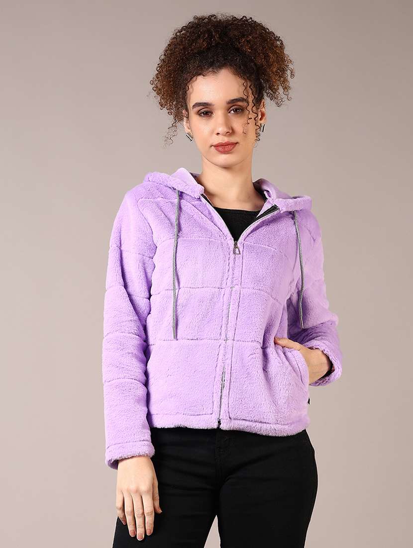 women solid long sleeves hooded sweatshirt