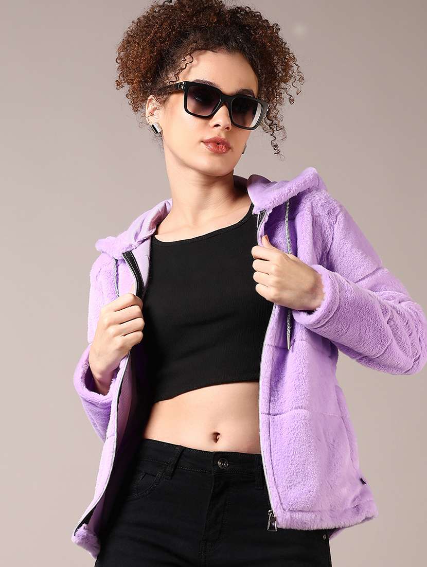 women solid long sleeves hooded sweatshirt - 21687578 -  Standard Image - 1