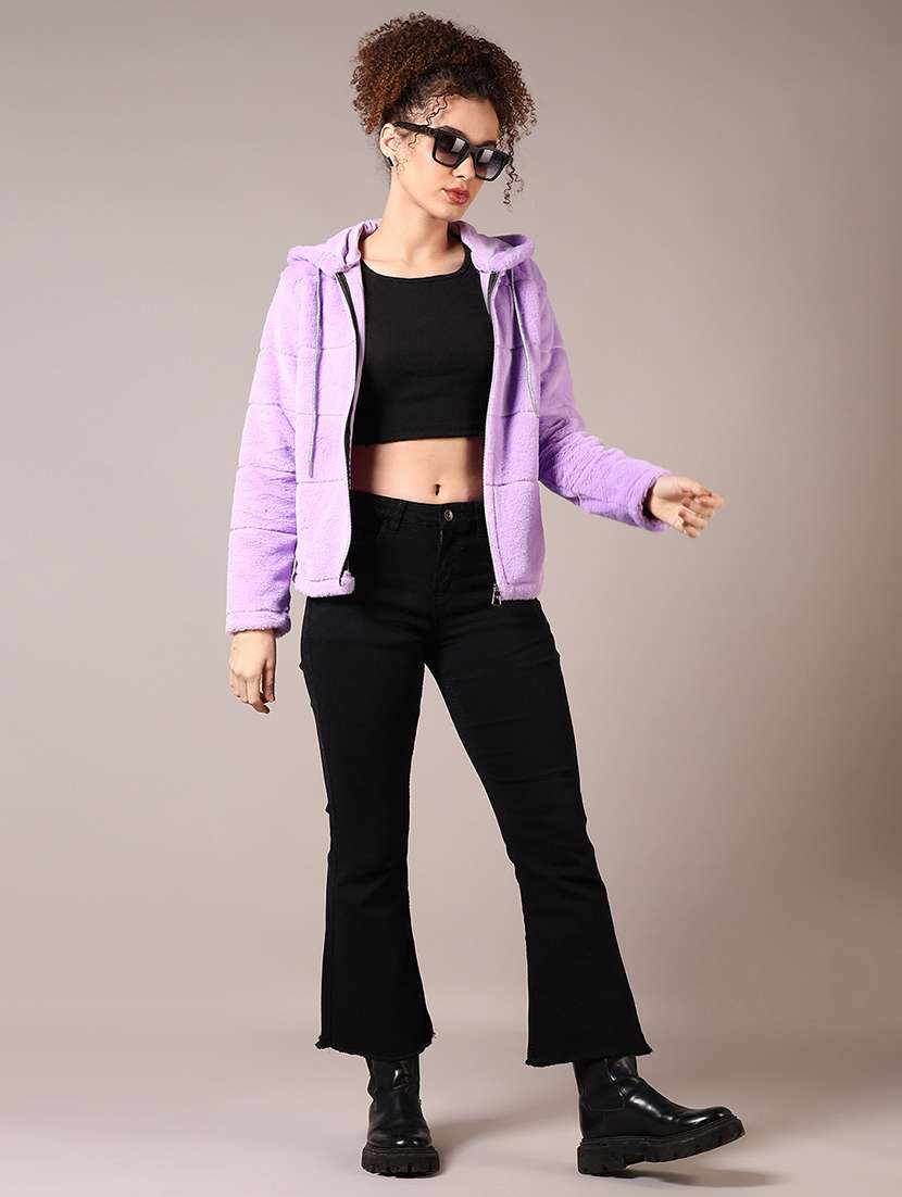 women solid long sleeves hooded sweatshirt - 21687578 -  Standard Image - 4