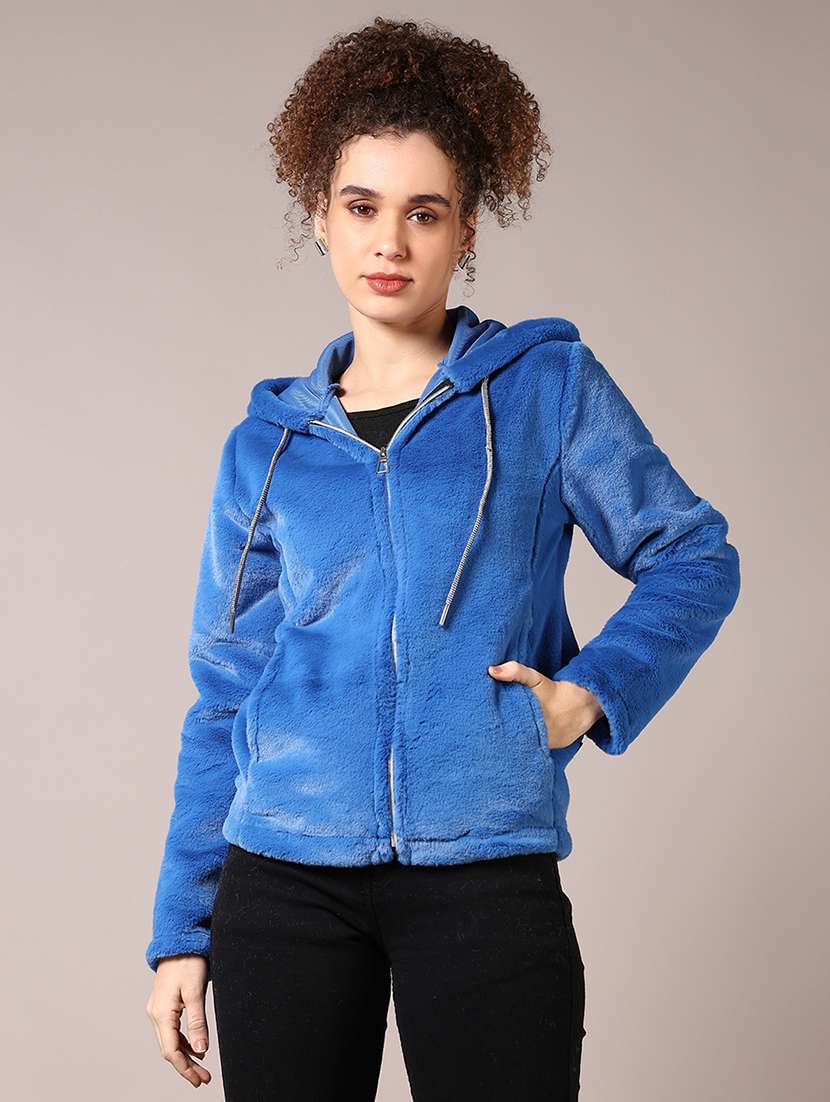 women solid long sleeves hooded sweatshirt