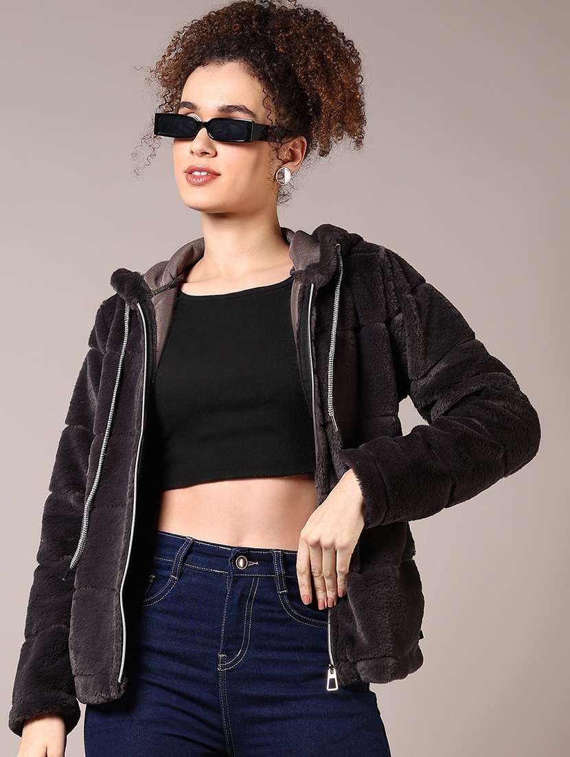 women solid long sleeves hooded sweatshirt - 21687589 -  Standard Image - 1