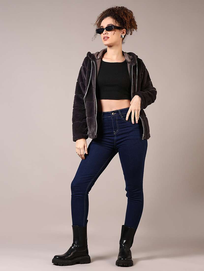 women solid long sleeves hooded sweatshirt - 21687589 -  Standard Image - 4