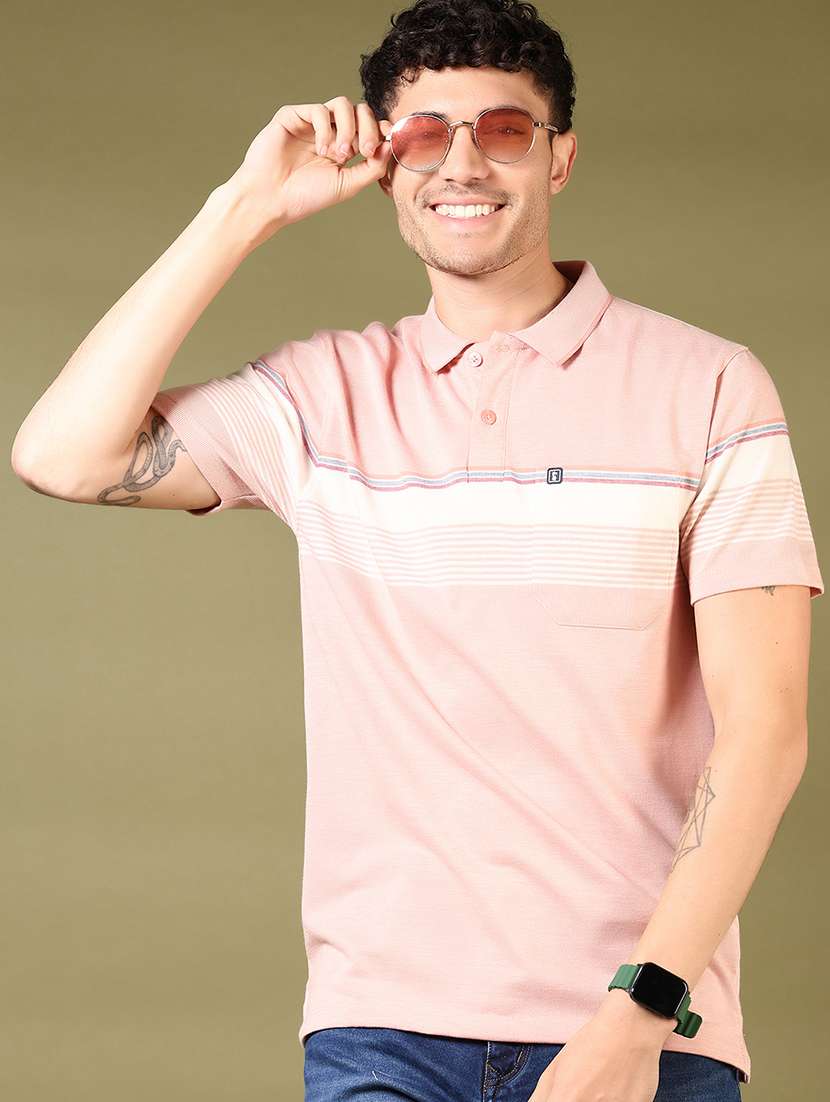 men striped short sleeve regular fit polo t-shirt - 21687627 -  Standard Image - 1