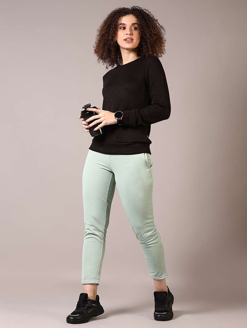 women solid mid rise track pant - 21687631 -  Standard Image - 4