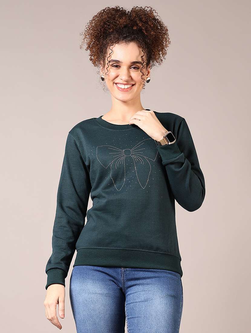 green front print sweatshirt - 21687637 - Standard Image - 1