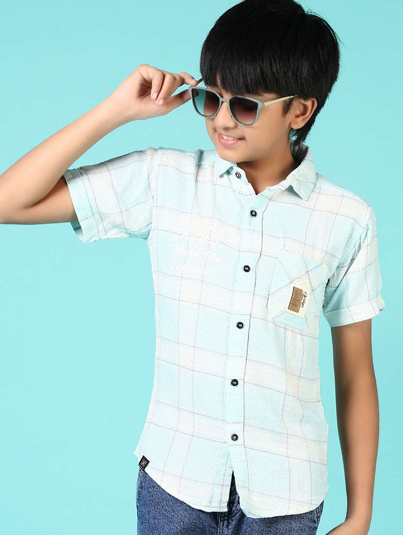 men checkered collared short sleeves shirt - 21687655 -  Standard Image - 1