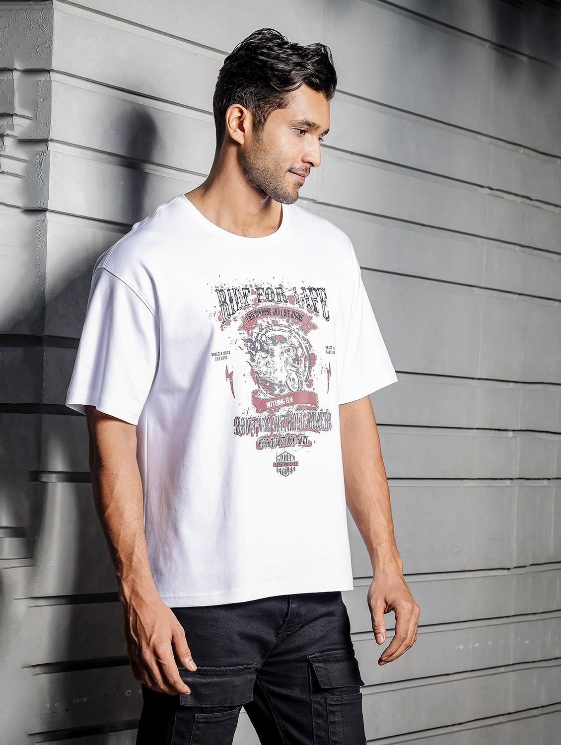 men round neck front print t-shirt - 21687700 - Standard Image - 1