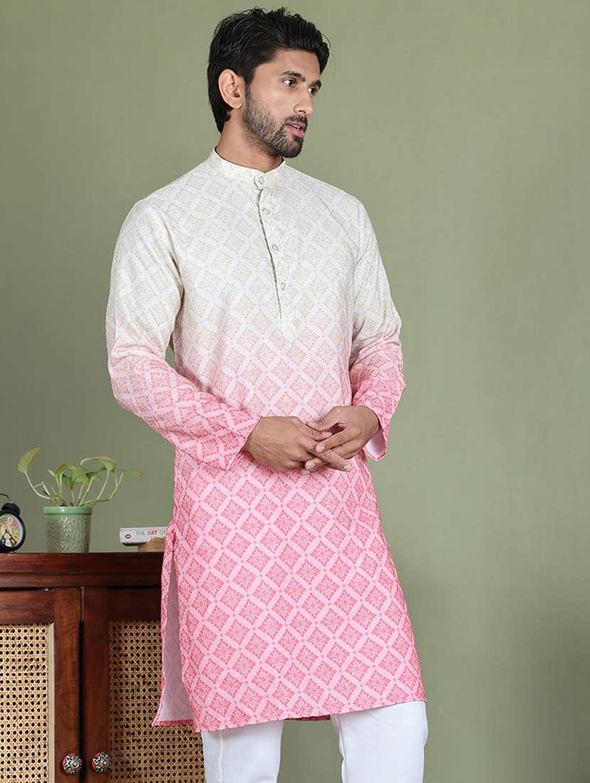 men printed mandarin neck long kurta - 21687703 -  Standard Image - 1