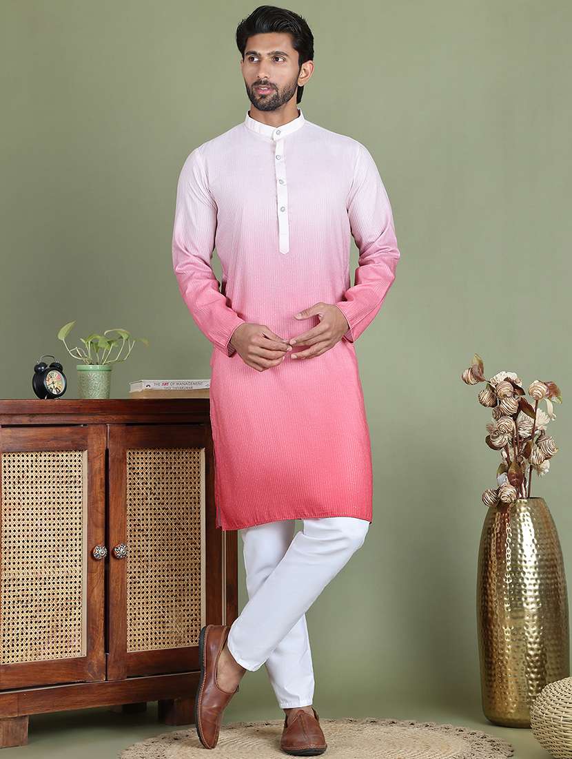 men sequin mandarin neck long kurta - 21687725 - Standard Image - 4