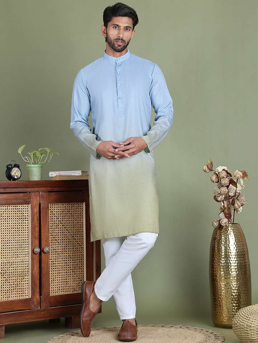men sequin mandarin neck long kurta - 21687726 -  Standard Image - 4