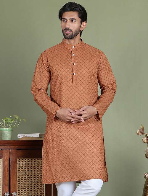 brown cotton long  kurta - 21687741 -  Standard Image - 0
