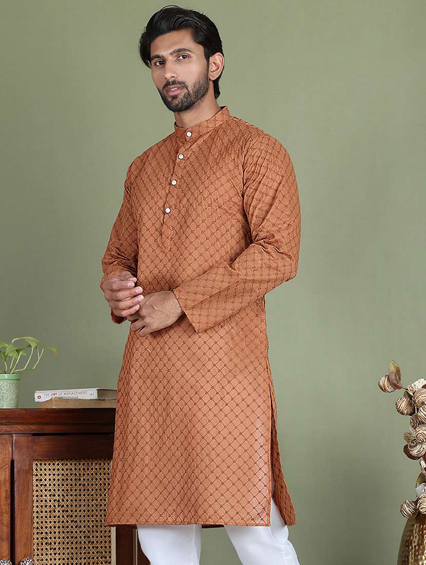 brown cotton long kurta - 21687741 - Standard Image - 1