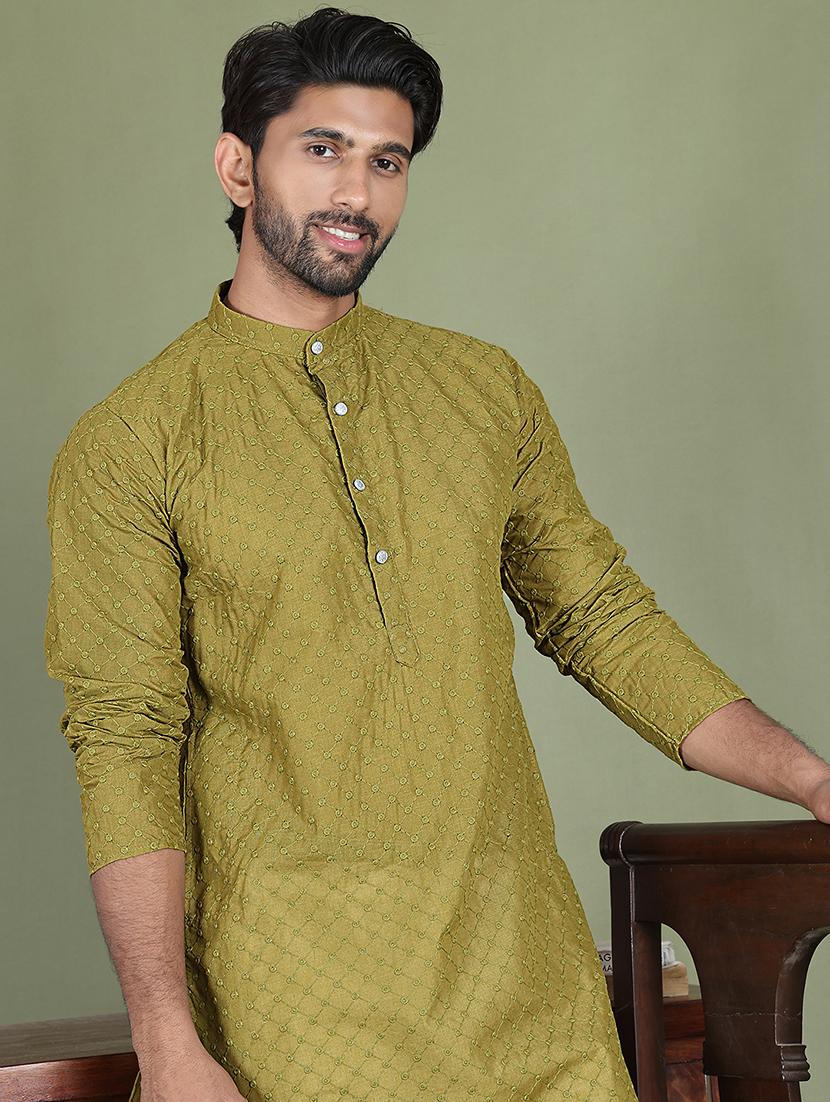olive cotton long kurta - 21687744 - Standard Image - 4