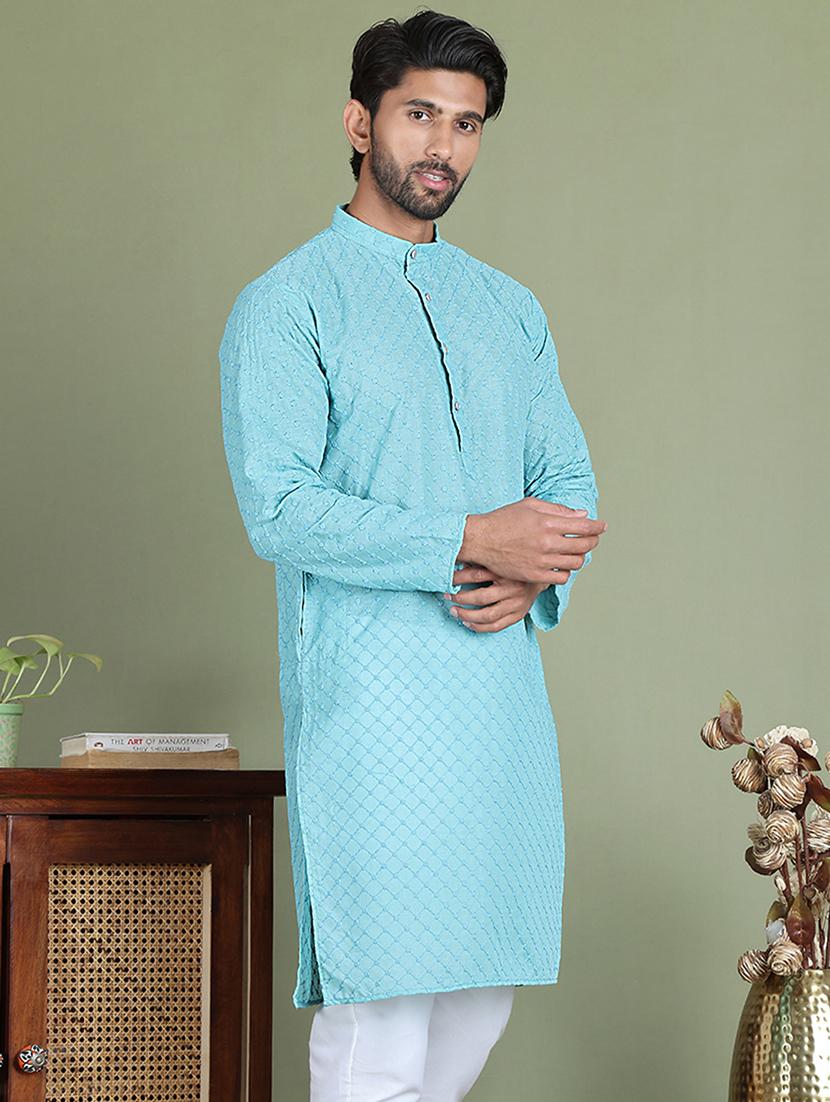 blue cotton long  kurta - 21687746 -  Standard Image - 1