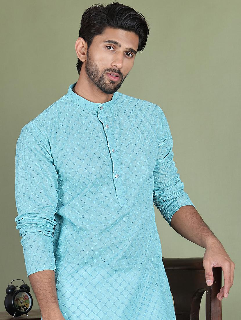 blue cotton long kurta - 21687746 - Standard Image - 4