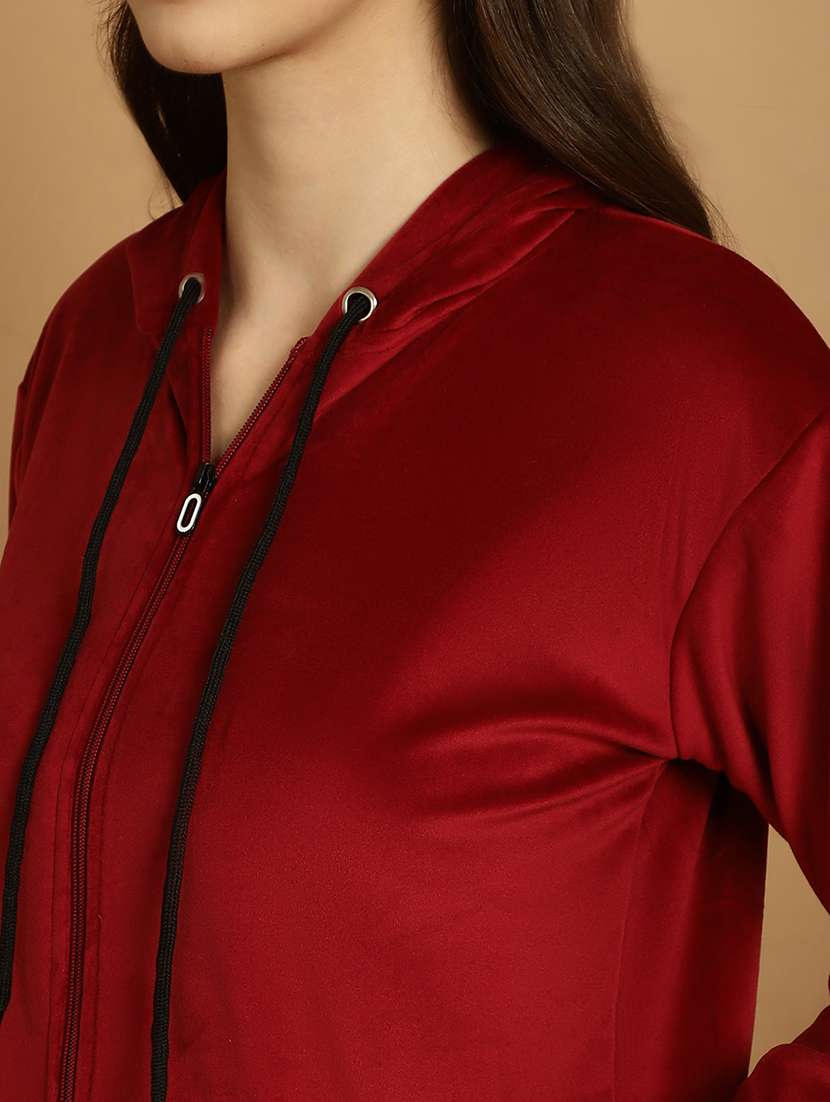 women solid velvet nightwear set - 21687842 -  Standard Image - 4