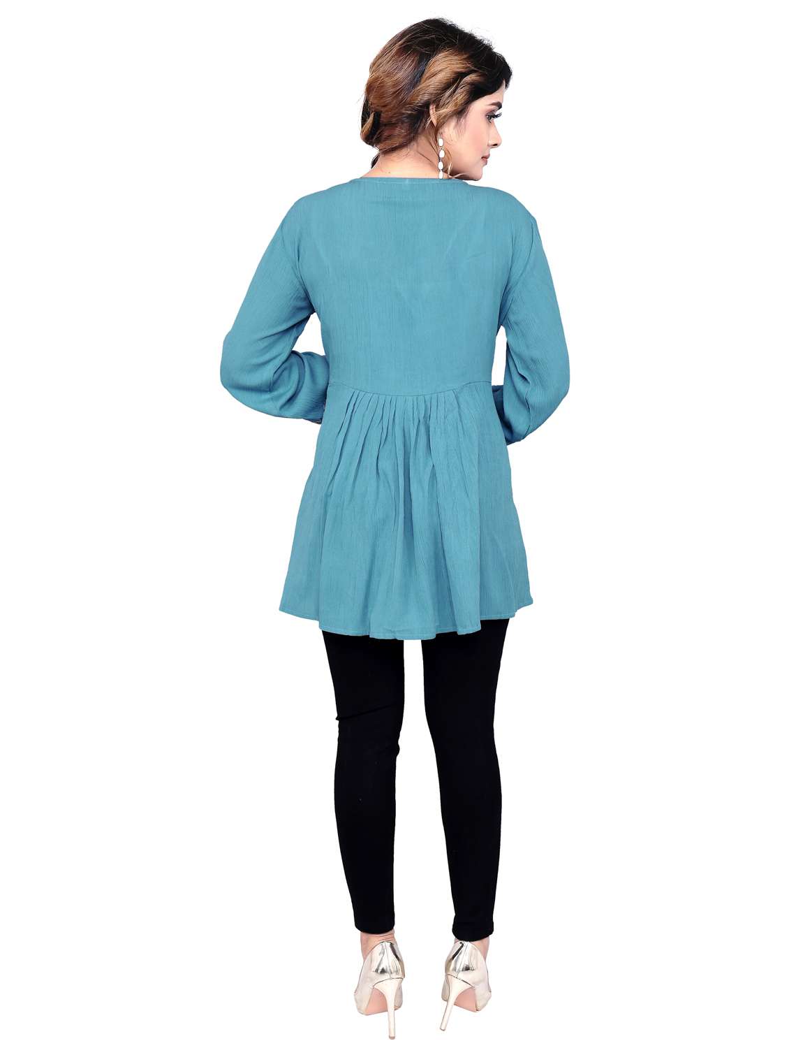 women solid three quarter sleeve a-line kurta - 21687940 -  Standard Image - 1