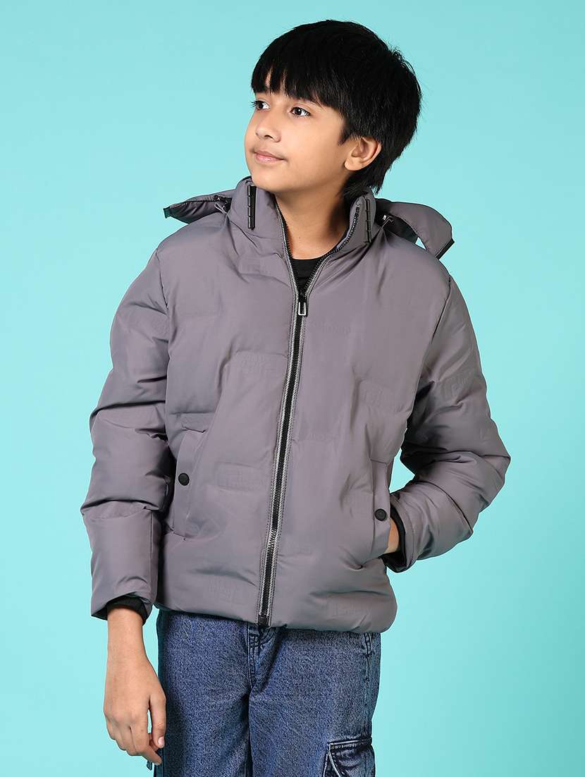 boys solid long sleeve hooded quilted jacket - 21688085 -  Standard Image - 1