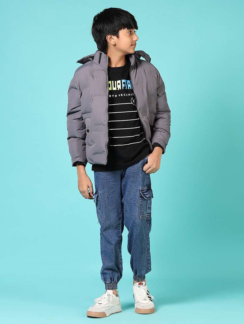 boys solid long sleeve hooded quilted jacket - 21688085 -  Standard Image - 4