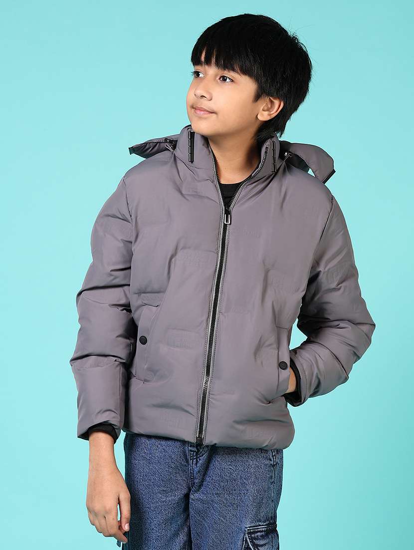 boys solid long sleeve hooded quilted jacket - 21688086 -  Standard Image - 1