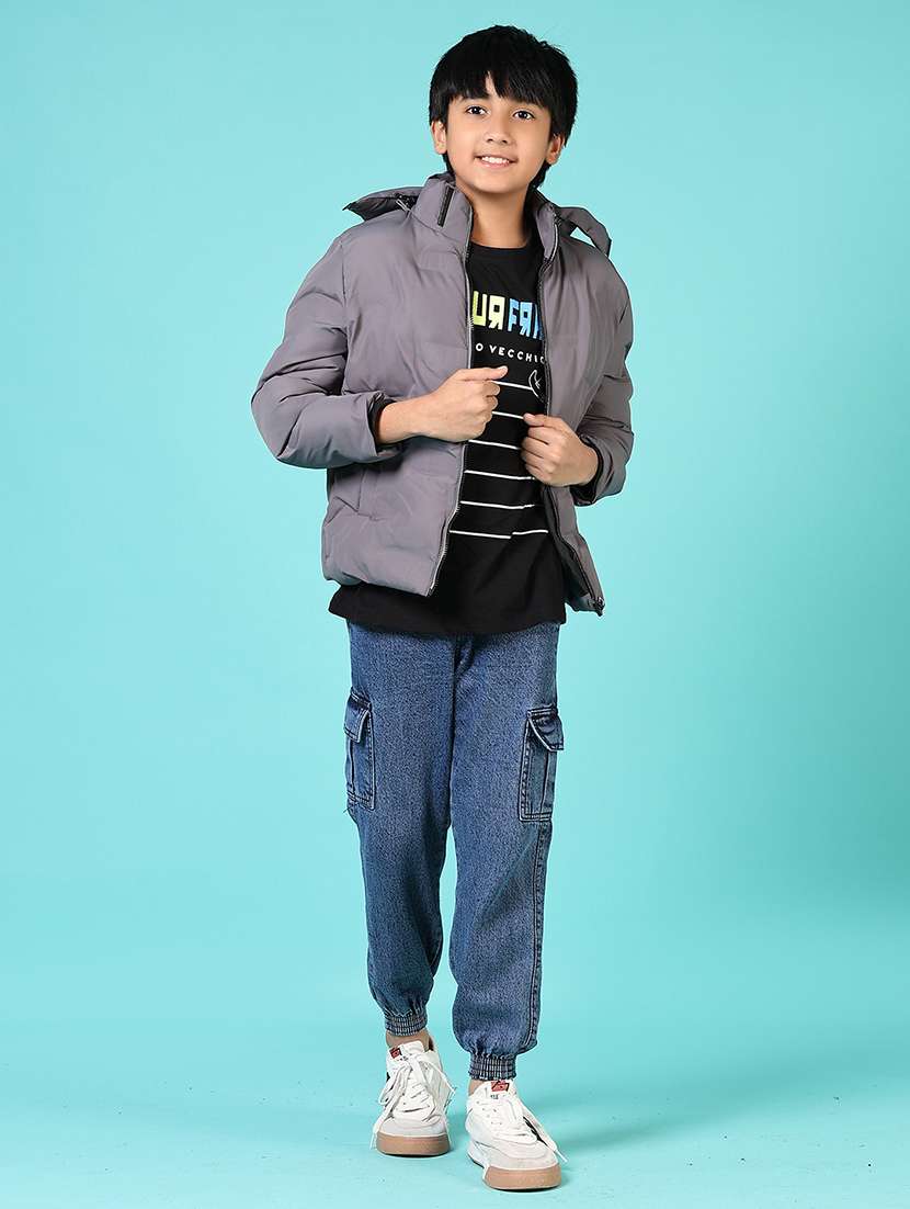 boys solid long sleeve hooded quilted jacket - 21688086 -  Standard Image - 4