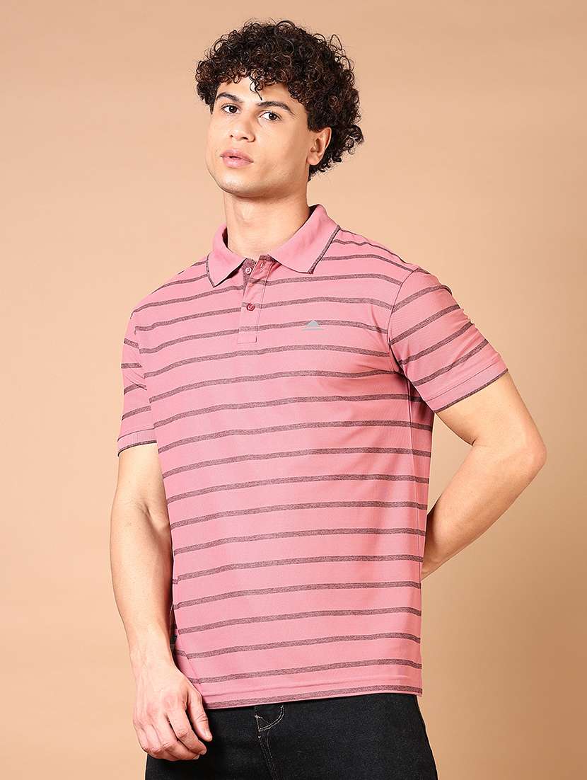 men striped short sleeve regular fit polo t-shirt - 21688133 - Zoom Image - 0