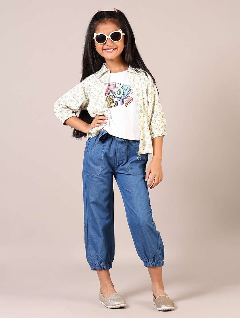 girls off white printed three quarter sleeve top - 21688154 -  Standard Image - 4