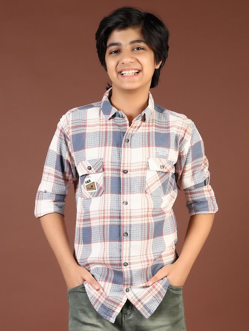 boys checkered long sleeve casual shirt - 21688165 -  Standard Image - 1