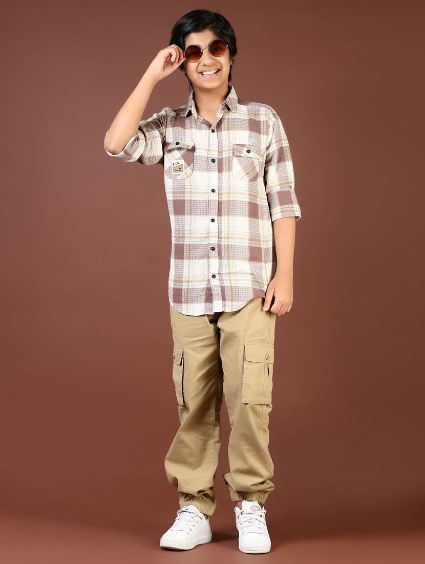 boys checkered long sleeve casual shirt - 21688166 -  Standard Image - 4