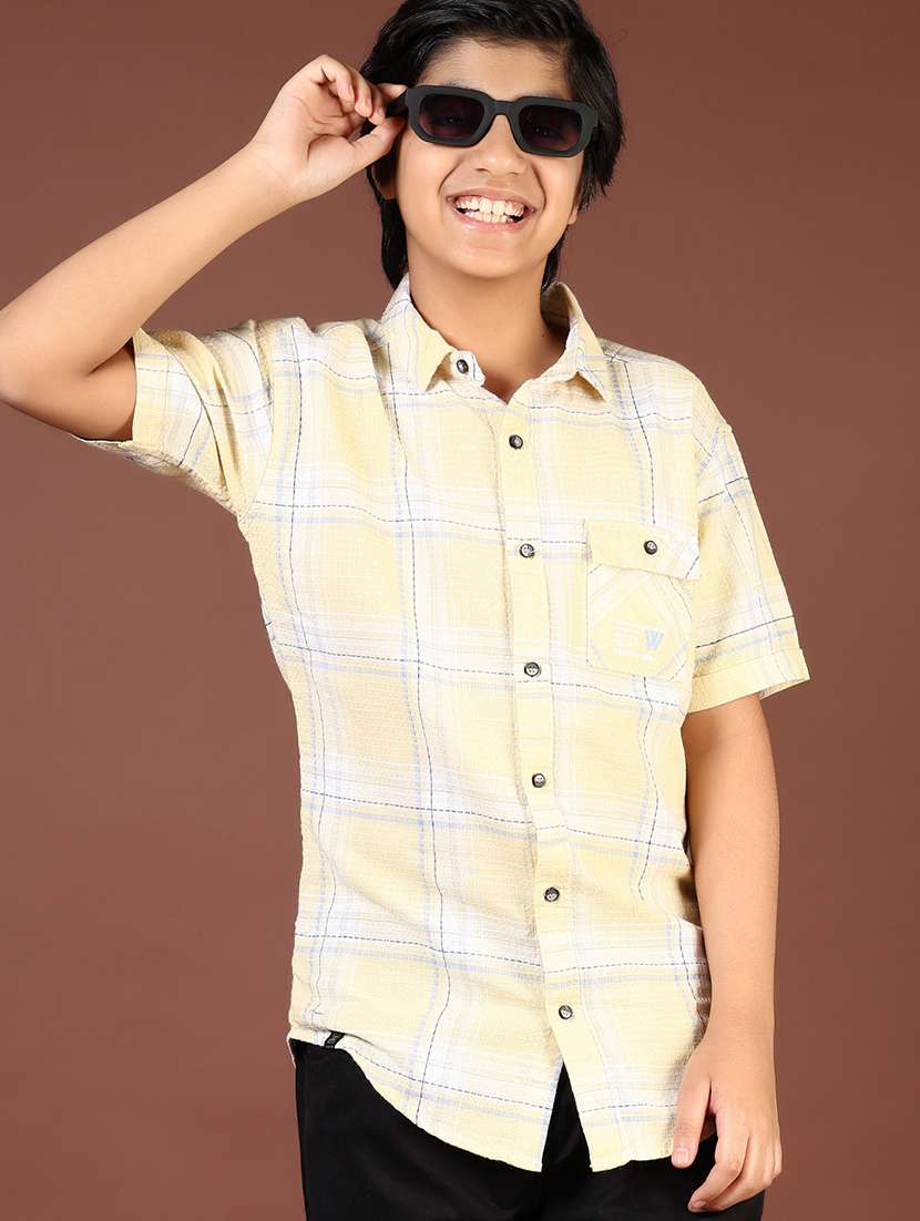 boys checkered short sleeve casual shirt