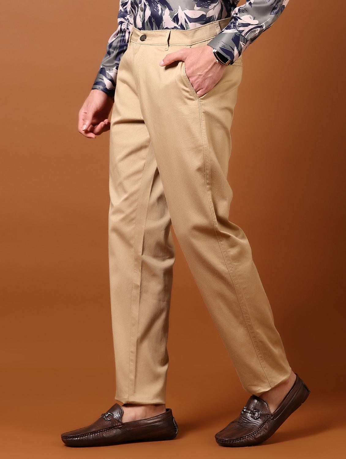 men solid mid rise casual chinos - 21688207 -  Standard Image - 1