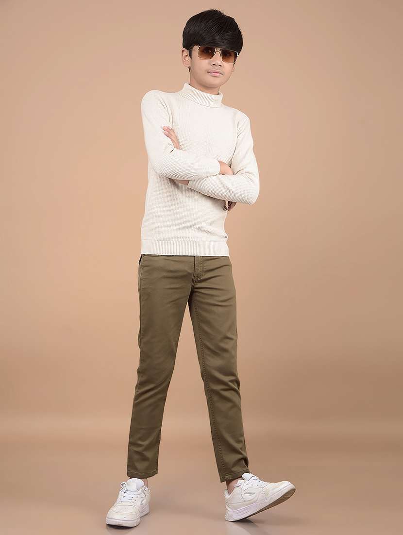 boys olive solid mid rise plain jean - 21688317 -  Standard Image - 4