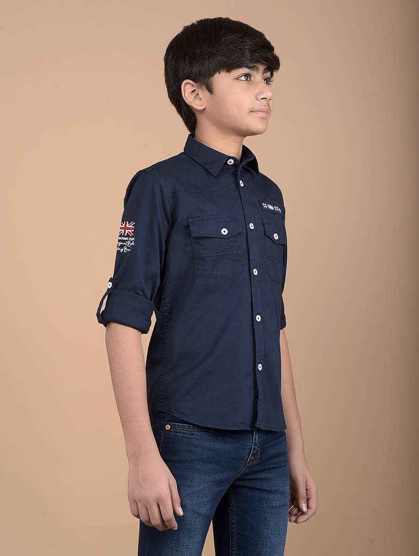 Boys Long Sleeves Placement Print Shirt