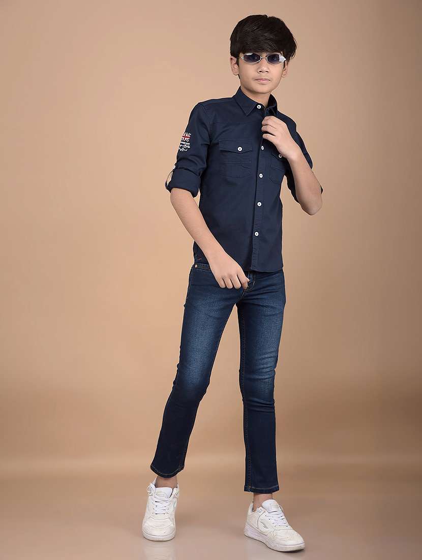 Boys Long Sleeves Placement Print Shirt