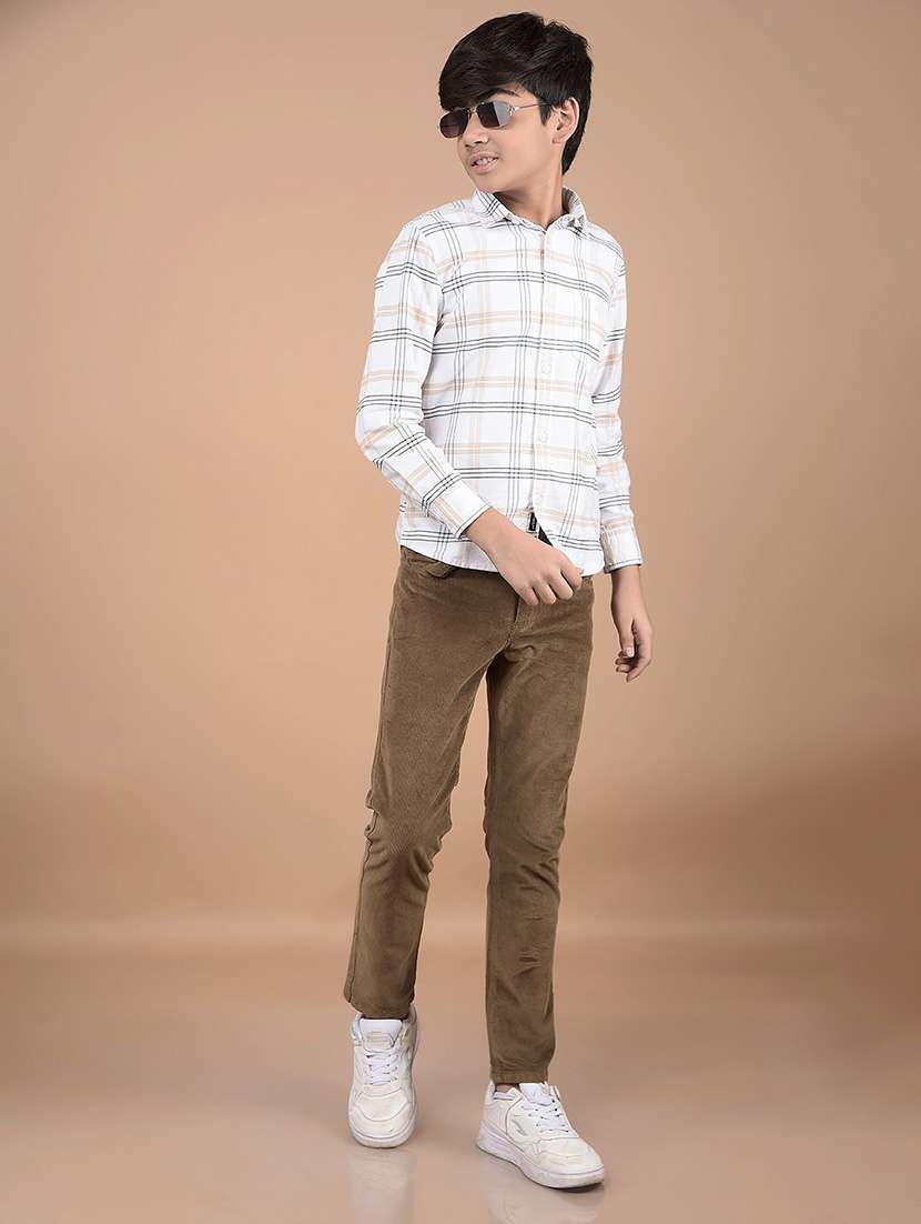 boys brown solid mid rise corduroy trouser - 21688352 -  Standard Image - 4
