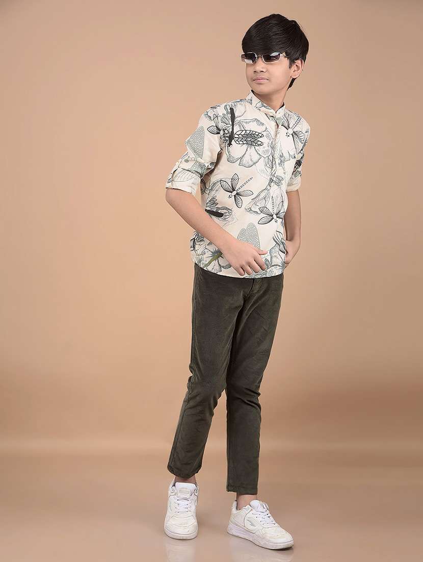 boy solid slim fit corduroy trousers - 21688353 -  Standard Image - 4