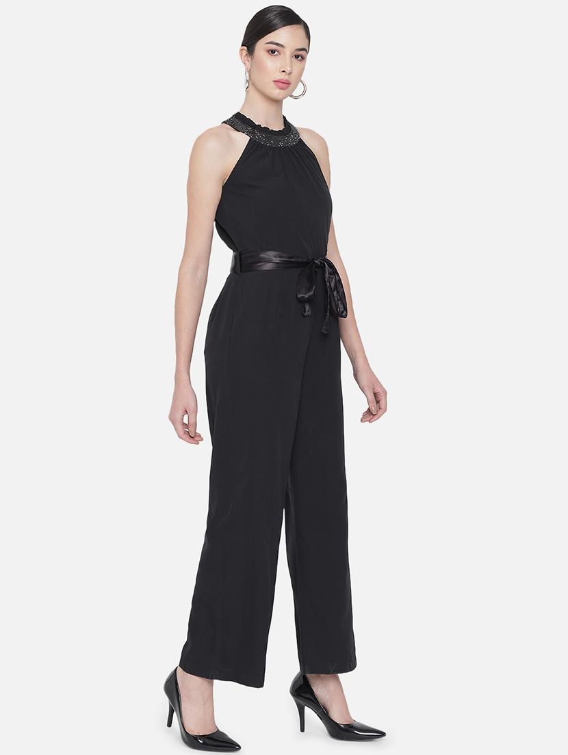 women solid halter neck full length jumpsuit - 21688389 - Standard Image - 1