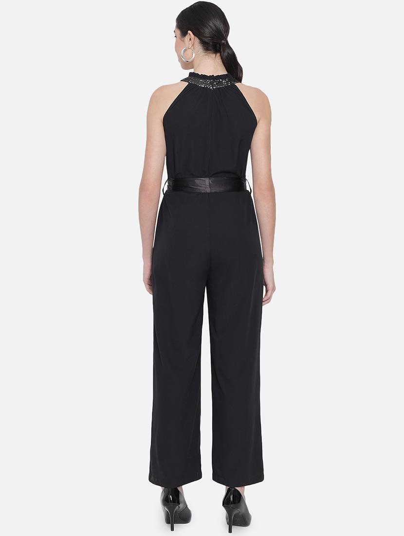 women solid halter neck full length jumpsuit - 21688389 - Standard Image - 4