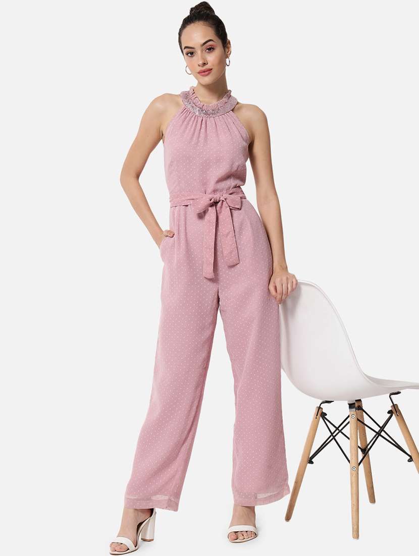 women halter neck full length jumpsuit