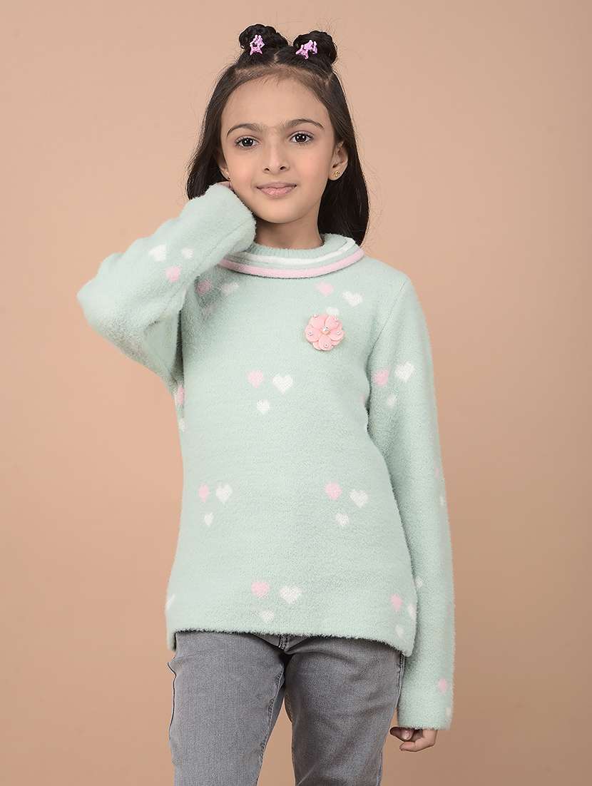 girls self design long sleeve sweater