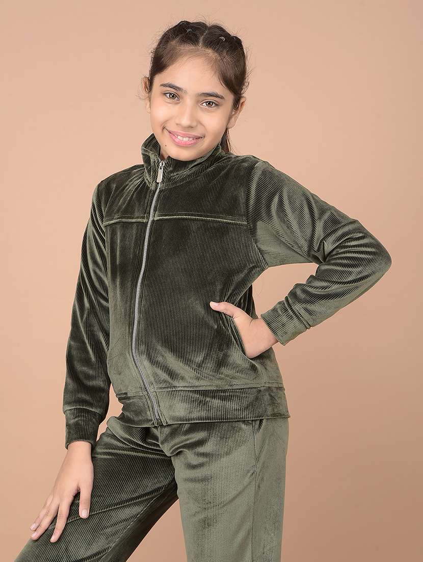 girls olive solid long sleeve sweatshirt - 21688439 - Standard Image - 1