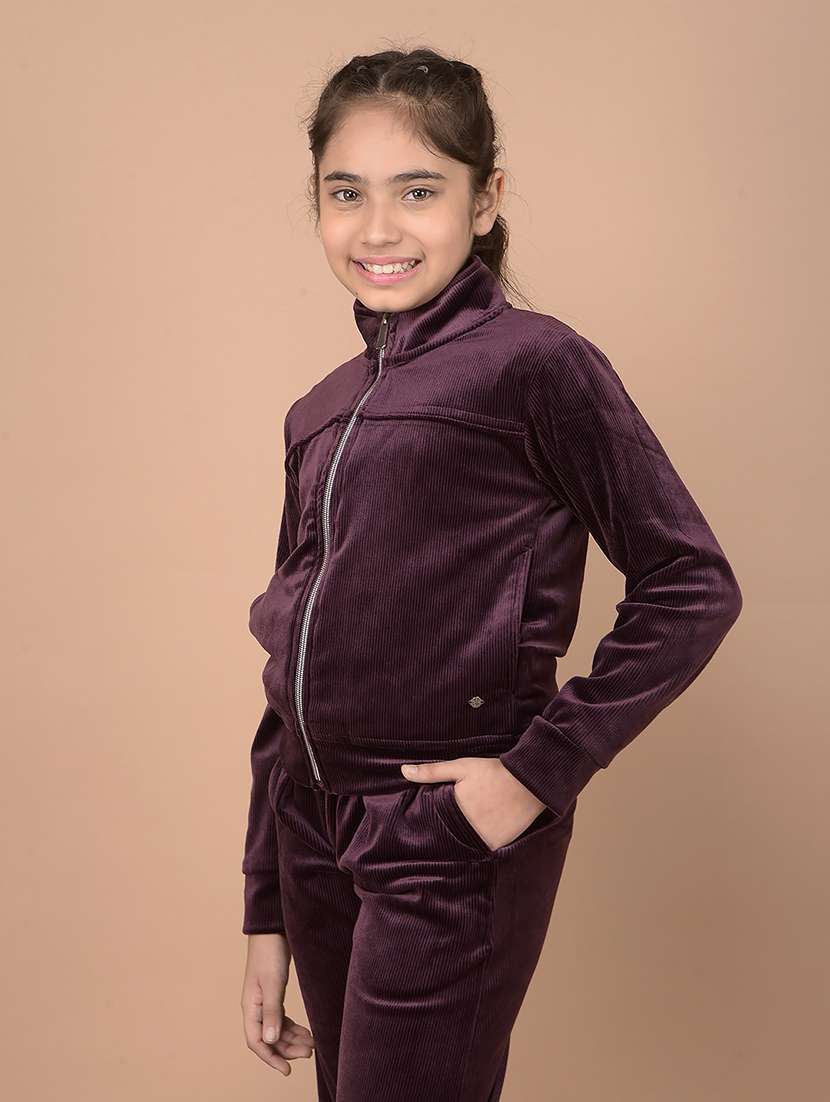 girls purple solid long sleeve sweatshirt - 21688440 -  Standard Image - 1