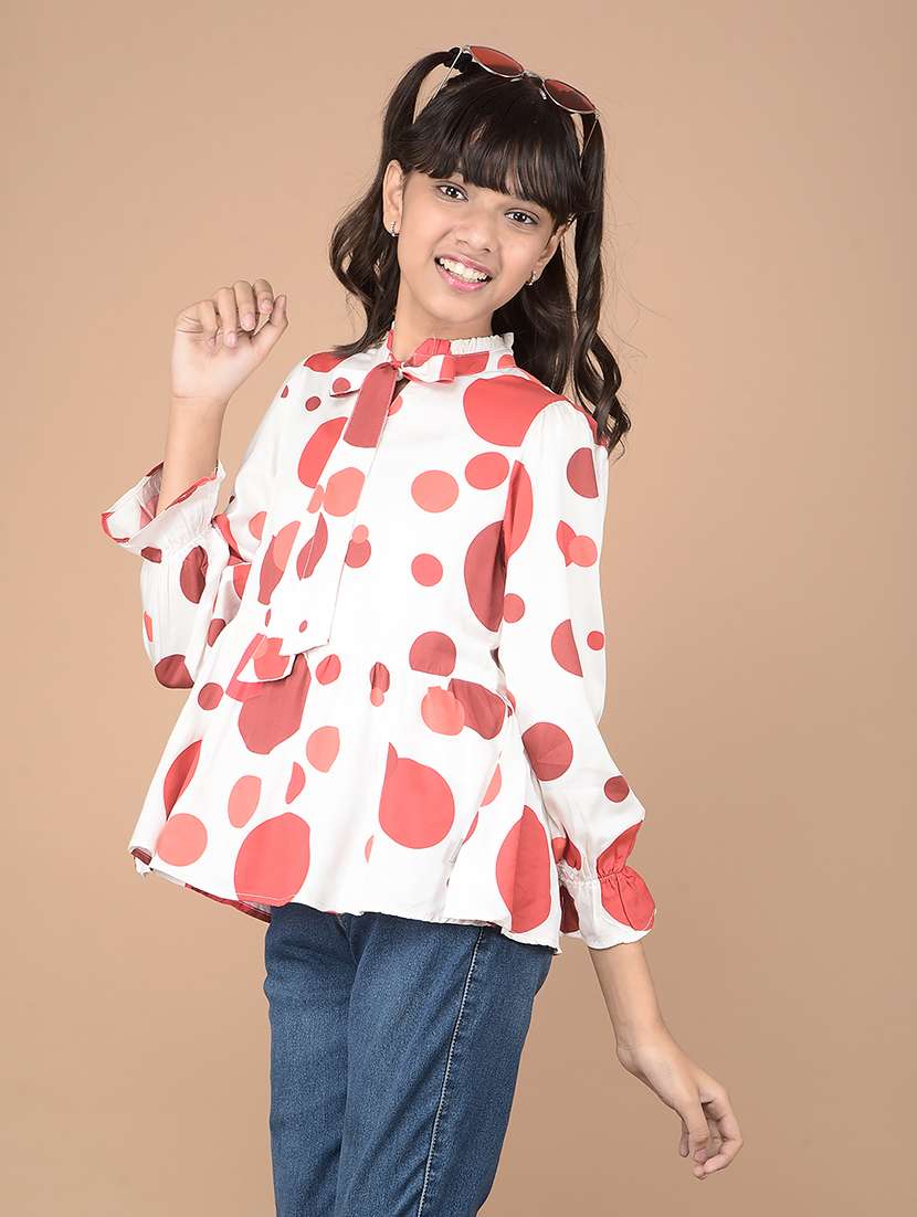 girls polka dots printed long sleeve top