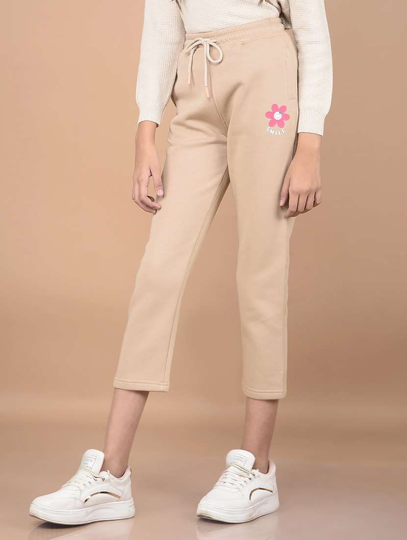 girls beige solid track pants - 21688449 - Standard Image - 1