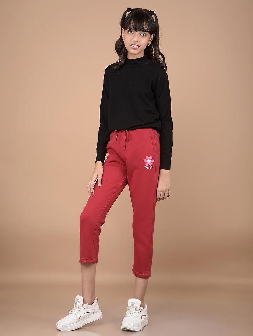 girls red solid track pants - 21688450 - Standard Image - 4