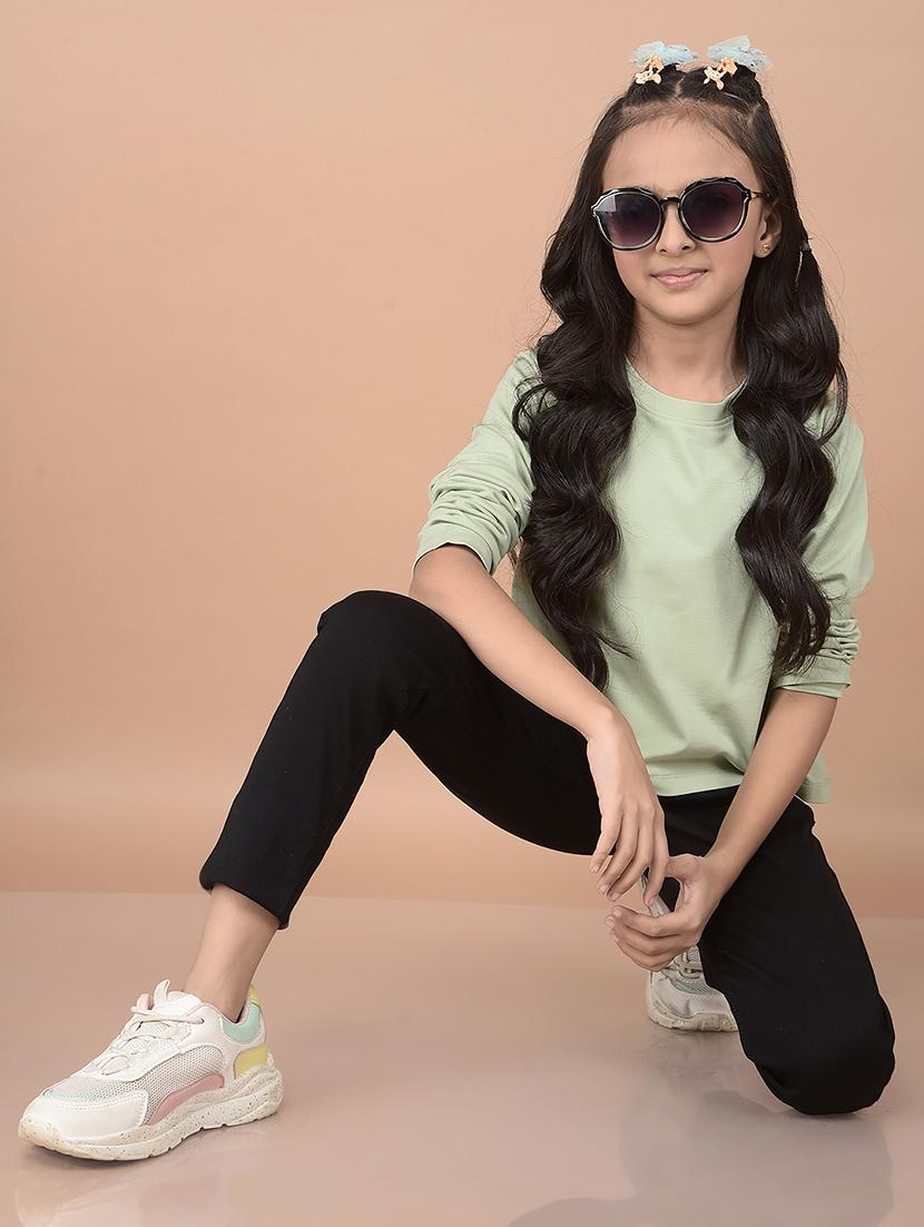 girls green solid long sleeve tees - 21688454 - Standard Image - 4