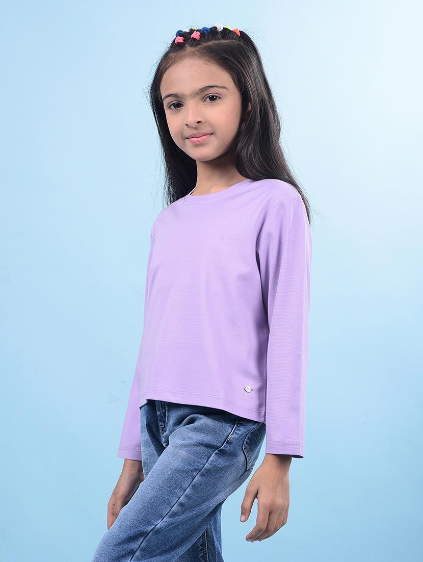 girls light blue solid long sleeve tee - 21688455 - Standard Image - 1