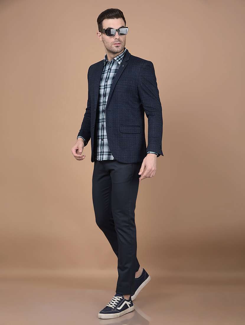 men long sleeves checkered single breasted casual blazer - 21688456 - Standard Image - 4