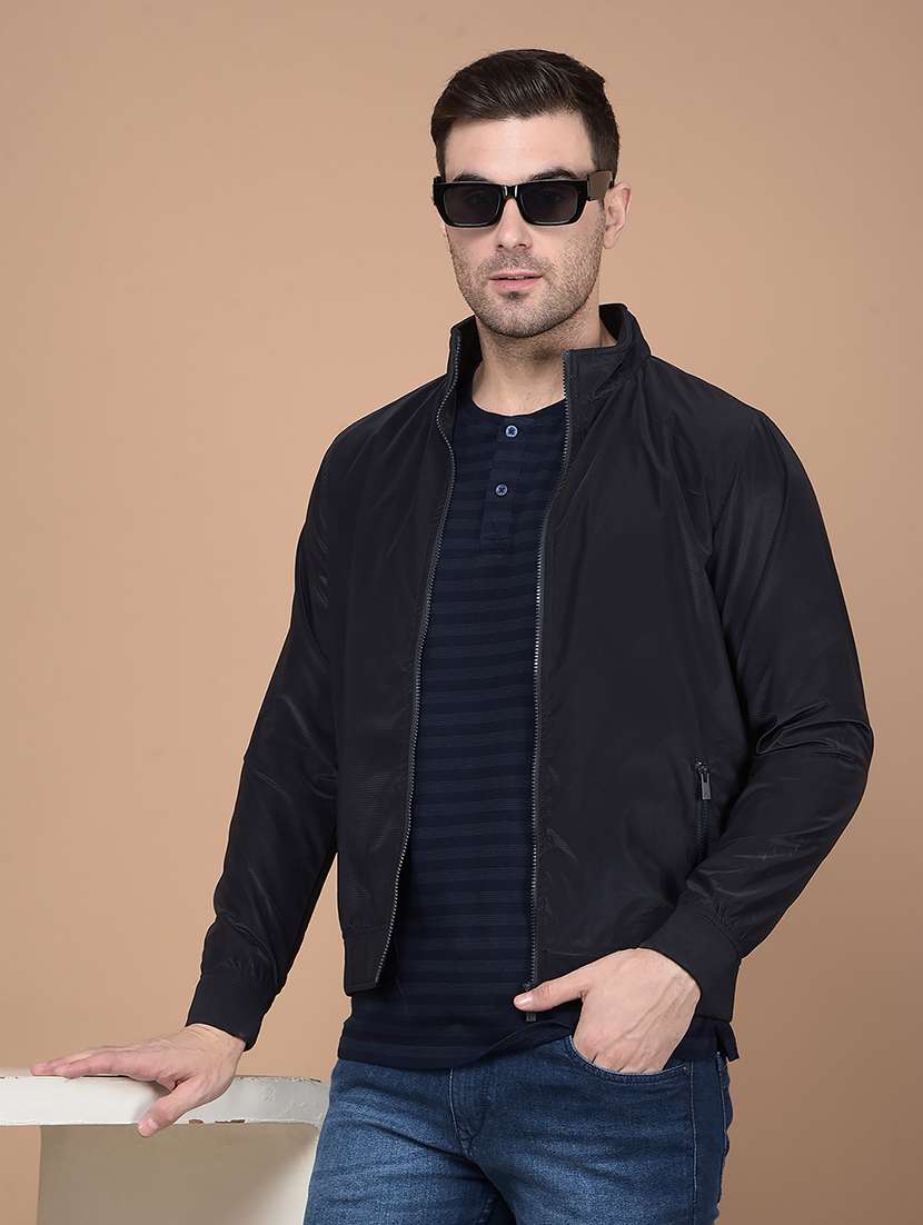 men long sleeves solid bomber jacket