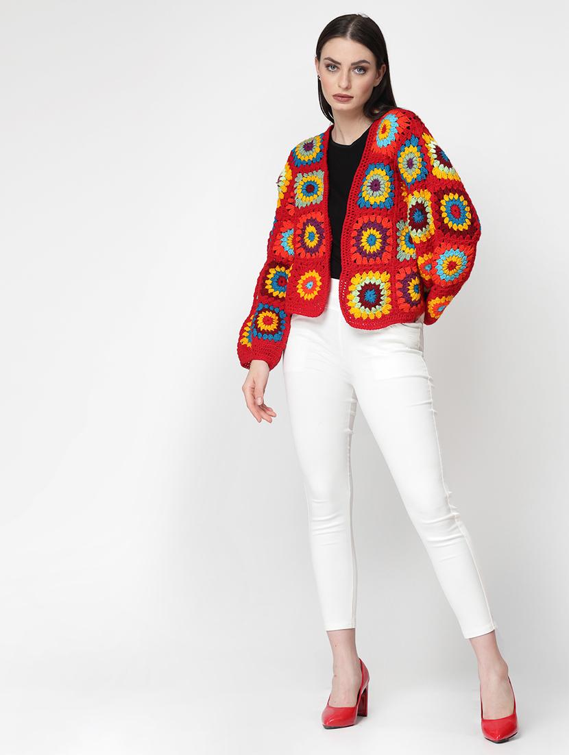 women crochet long sleeves cardigan - 21688472 - Standard Image - 4